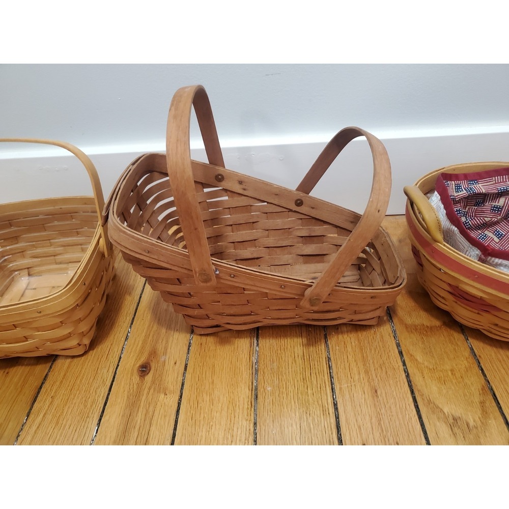 Vintage Longaberger Baskets, Protectors, and Liners Lot Handmade In 1999 & 1989 - Picture 5 of 16